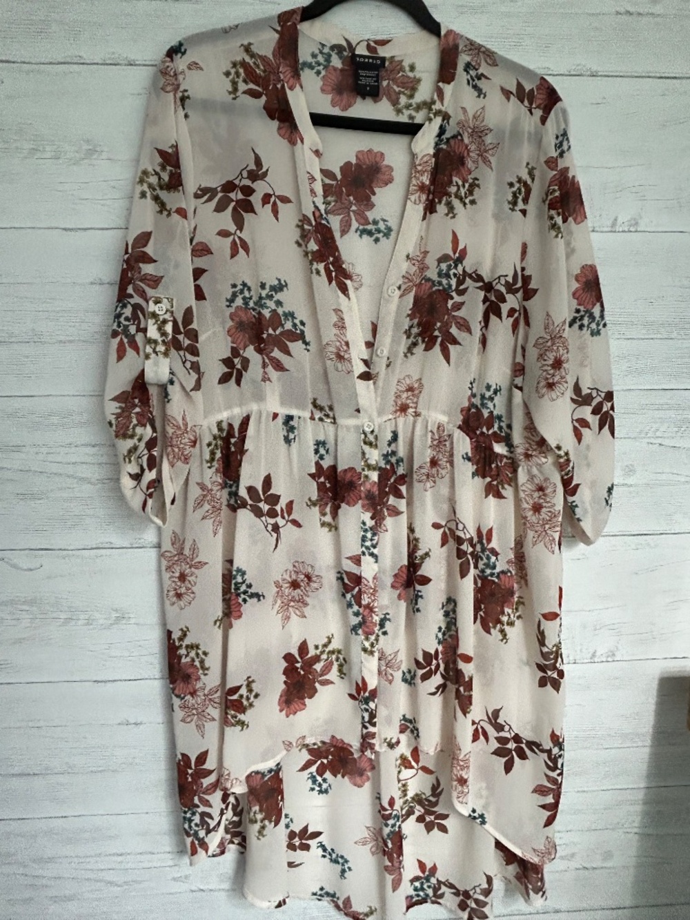 Torrid Size 2 Floral Sheer High Low Tunic Blouse 18/20